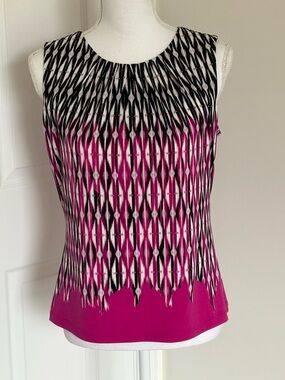 Calvin Klein Pink, Black & White Patterned Sleeveless Tank
